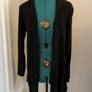 Black beautifully draping Cardigan with light flowing fabric - M